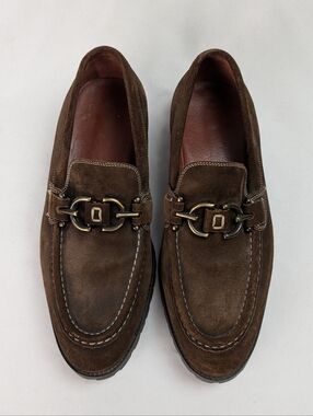 Donald Pliner Mens Lore Loafer Suede Bit Strap Shoes